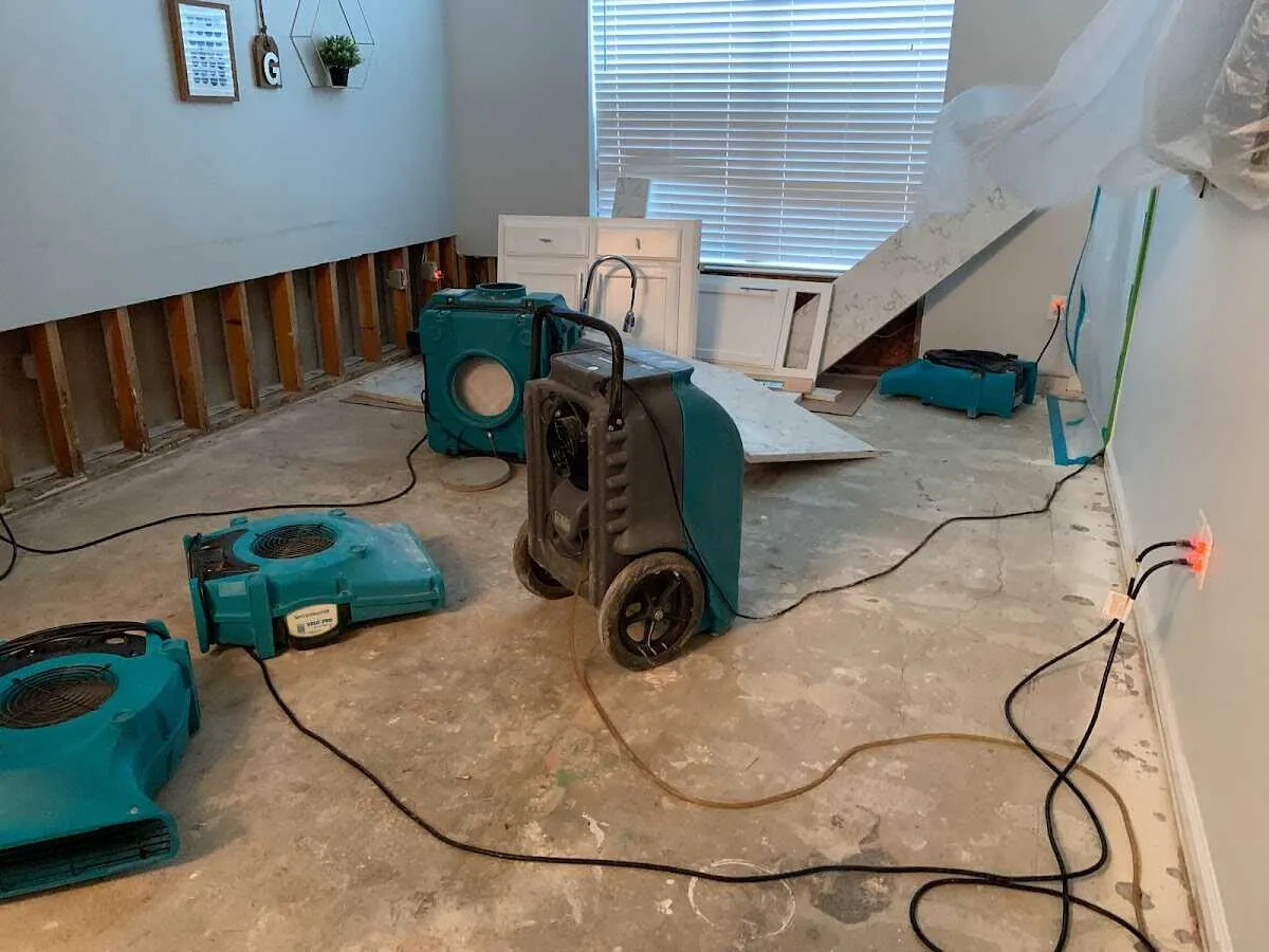 Dehumidifier in flood-cut room for Water Damage Restoration in Pinellas Park