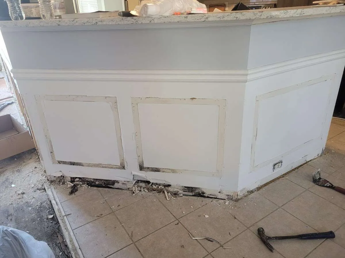 Water damage and mold on kitchen during Storm Damage Restoration in Pinellas Park
